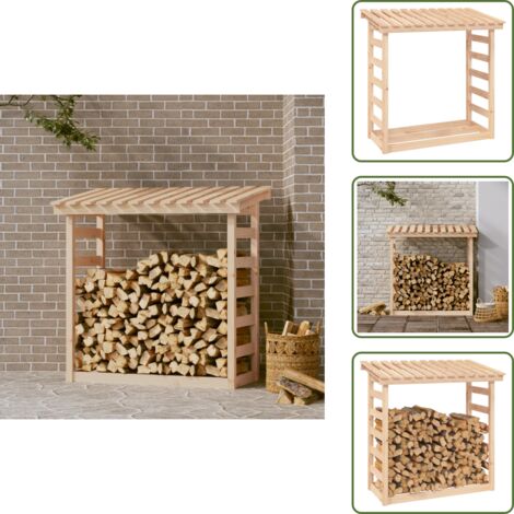 Madera de pino - vidaXL Leñero de madera maciza de pino 108x64,5x110 cm - Leñero macizo
