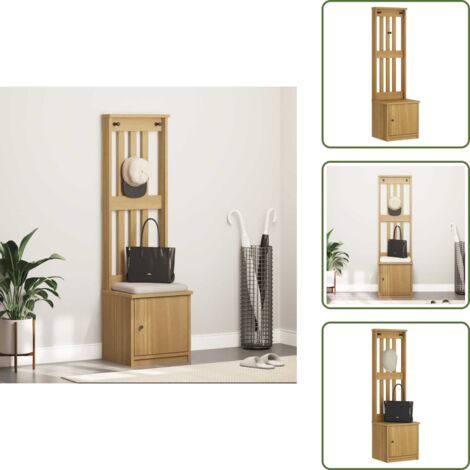 Madera de pino - vidaXL Perchero de entrada SANDNES 45x40x159,5cm madera maciza de pino - Banco multifuncional