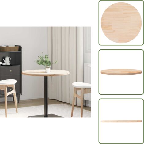 Madera de pino - vidaXL Superficie de mesa madera maciza de pino Ø70x2,5 cm - Superficie de mesa