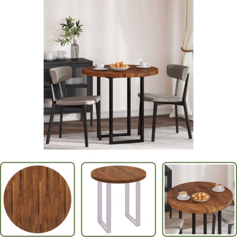 Madera de roble -  Encimera Marrón Claro Ø 80 x 4 cm Madera de Roble Sólido