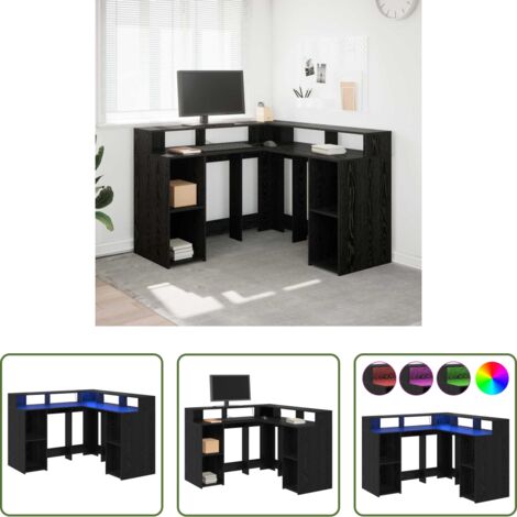 Madera de roble -  Escritorio Roble Negro 130 x 130 x 91 cm Madera de ingeniería