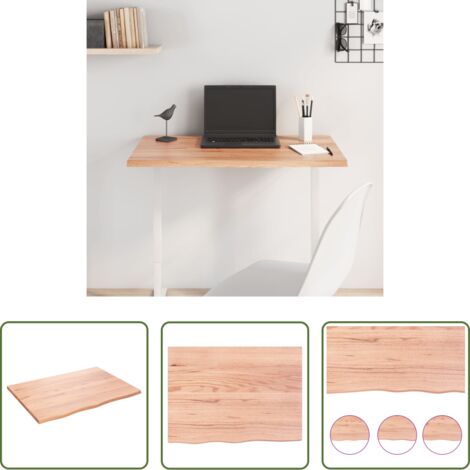 Madera de roble -  Tablero de mesa madera roble tratada marrón claro 80x60x2 cm