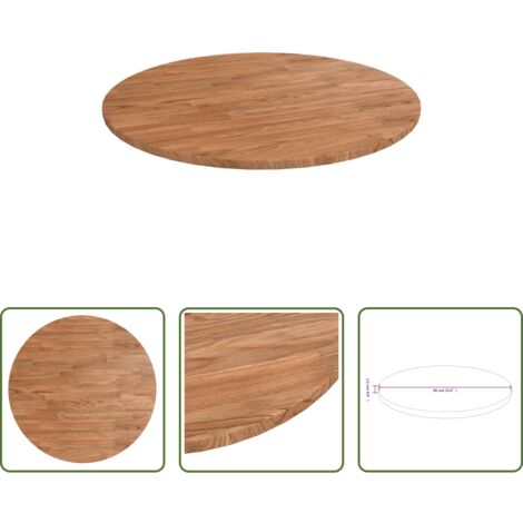 Madera de roble -  Tablero de mesa redonda madera de roble marrón claro Ø60x1,5 cm