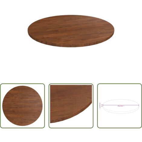 Madera de roble -  Tablero de mesa redonda madera de roble marrón oscuro Ø50x1,5cm