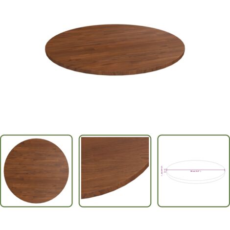 Madera de roble -  Tablero de mesa redonda madera de roble marrón oscuro Ø80x1,5cm