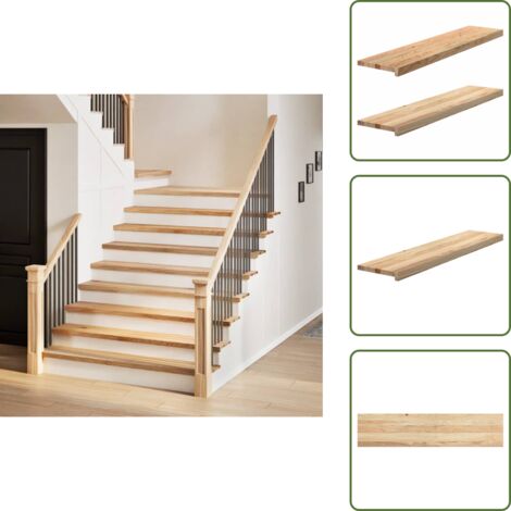 Madera de roble - vidaXL Peldaños escalera 2 uds sin tratar 110x30x2cm - Peldaños decorativos