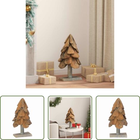 Madera de Teca -  Árbol de Navidad con soporte Marrón 61 cm Madera de teca maciza