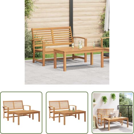 Madera de teca -  Conjunto de Banco y Mesa de Jardín 2 Pieza Marrón