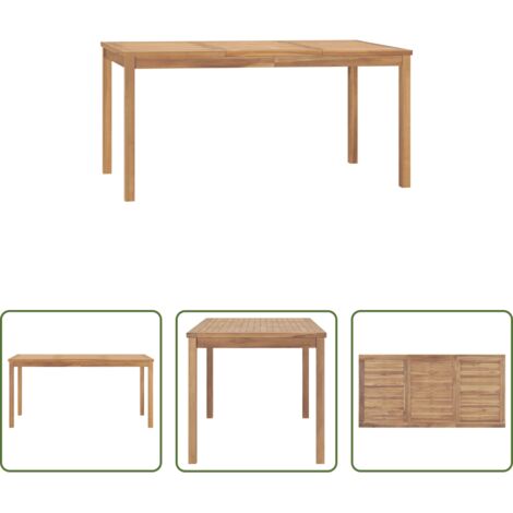 Madera de teca -  Mesa de comedor de jardín madera maciza de teca 160x80x77 cm