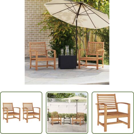 Madera de teca -  Silla 2 Pieza Marrón 65 x 60 x 76,5 cm Madera de teca maciza