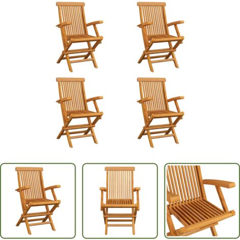 Madera de teca -  Sillas de jardín plegables 4 unidades madera maciza de teca