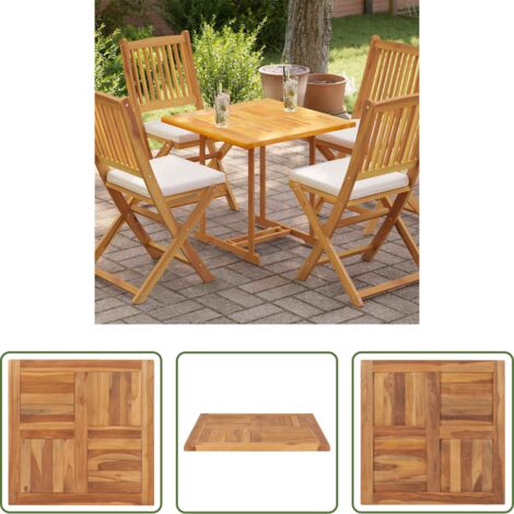 Madera de teca -  Superficie de mesa de madera maciza de teca 70x70x2,5 cm