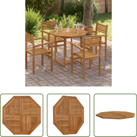 Madera de teca -  Tablero de mesa octogonal de madera maciza de teca 90x90x2,5 cm