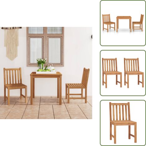 Madera de teca - vidaXL Conjunto de comedor de jardín de 3 piezas 80x80 cm de madera maciza de teca - Muebles de jardín