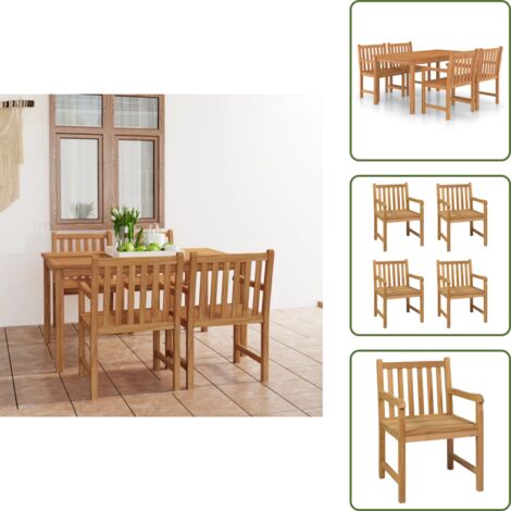 Madera de teca - vidaXL Conjunto de comedor de jardín de 5 piezas, 150 x 90 cm, madera maciza de teca - Muebles de jardín