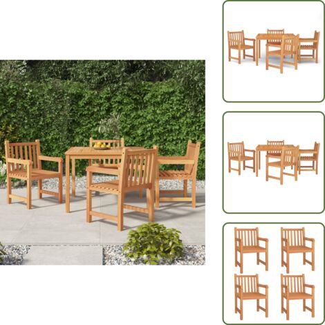 Madera de teca - vidaXL Juego de comedor para jardín 5 piezas madera maciza de teca - Muebles de exterior