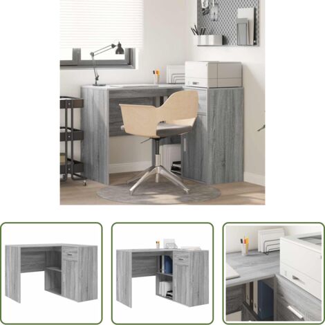Madera elaborada -  Escritorio de Esquina con cajón Gris Sonoma 102 x 88 x 75 cm