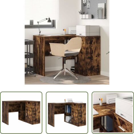 Madera elaborada -  Escritorio de Esquina con cajón Roble ahumado 102 x 88 x 75 cm