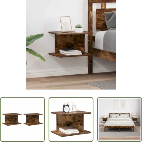 Madera elaborada -  Mesita de Noche 2 pcs Roble ahumado 40 x 30 x 25 cm