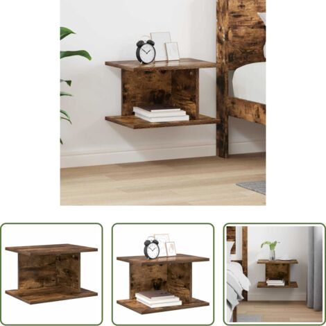 Madera elaborada -  Mesita de Noche Roble ahumado 40 x 30 x 25 cm