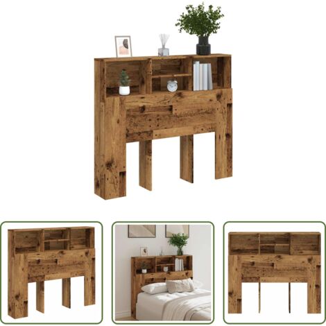 Madera envejecida -  Cabecero armario madera ingeniería envejecida 120x19x103,5 cm