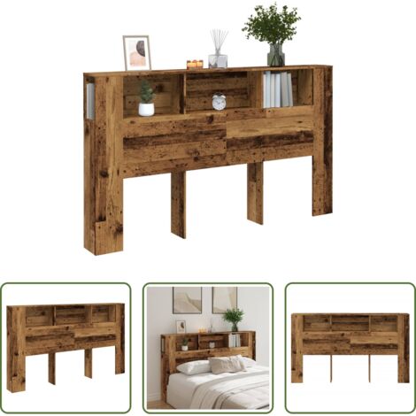 Madera envejecida -  Cabecero armario madera ingeniería envejecida 180x18,5x102,5 cm