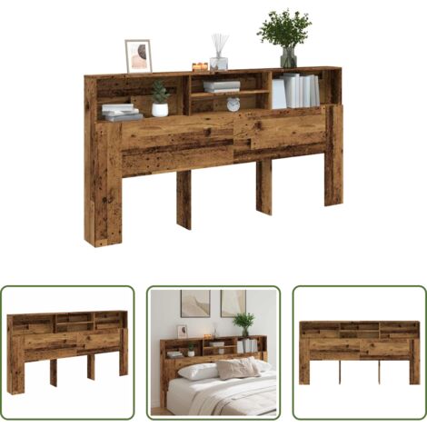 Madera envejecida -  Cabecero armario madera ingeniería envejecida 200x19x103,5 cm