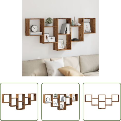 Madera envejecida -  Estantería de pared madera ingeniería envejecida 159x18x66 cm