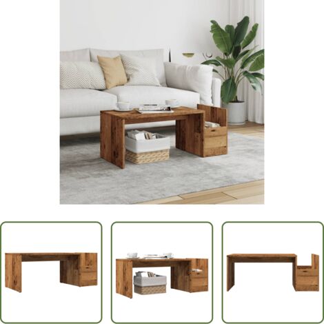 Madera envejecida - Mesa de centro madera ingeniería envejecida 90x45x35 cm