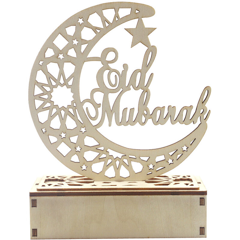 

Asupermall - Madera Luna L-ed luz de la decoracion del Ramadan Eid Mubarak decoracion del hogar artesania, 1 #