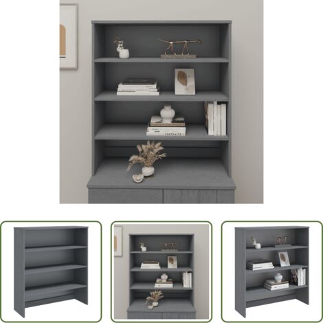 Madera maciza -  Aparador superior HAMAR pino macizo gris oscuro 90x30x100 cm