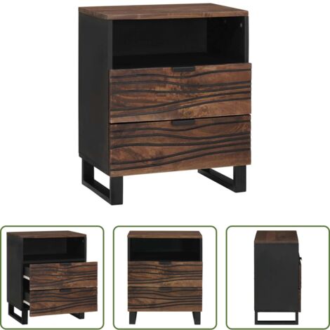 Madera maciza -  Armario de Noche Nogal 50 x 33 x 62 cm Madera maciza de Acacia