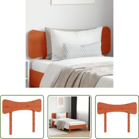 Madera maciza -  Cabecero de cama madera maciza de pino marrón cera 100 cm