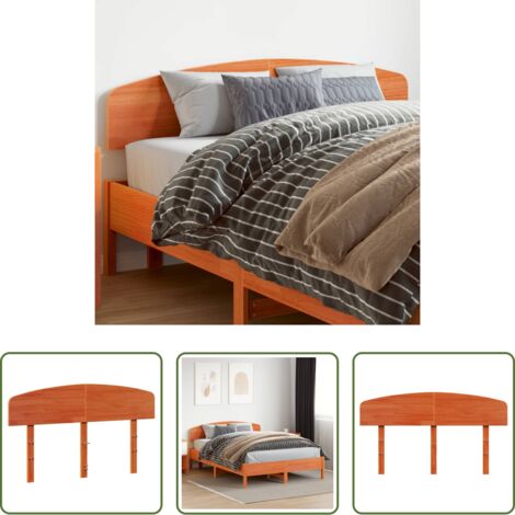 Madera maciza -  Cabecero de cama madera maciza de pino marrón cera 150 cm