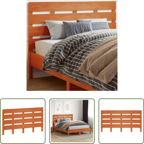 Madera maciza -  Cabecero de cama madera maciza de pino marrón cera 150 cm
