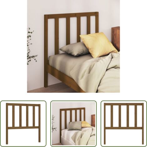 Madera maciza -  Cabecero de cama madera maciza de pino marrón miel 106x4x100 cm