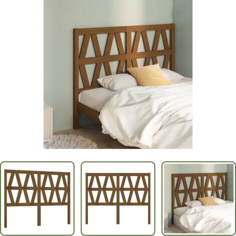 Madera maciza -  Cabecero de cama madera maciza de pino marrón miel 126x4x100 cm