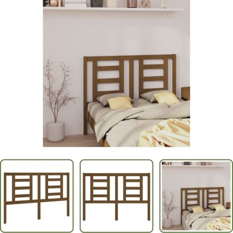 Madera maciza -  Cabecero de cama madera maciza de pino marrón miel 141x4x100 cm