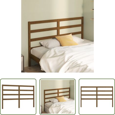 Madera maciza -  Cabecero de cama madera maciza de pino marrón miel 146x4x100 cm