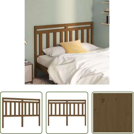 Madera maciza -  Cabecero de cama madera maciza de pino marrón miel 166x4x100 cm