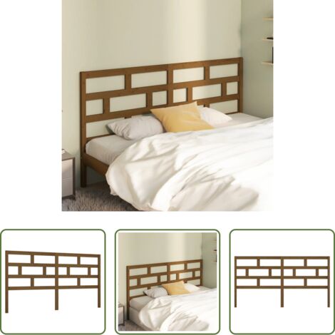 Madera maciza -  Cabecero de cama madera maciza de pino marrón miel 186x4x100 cm