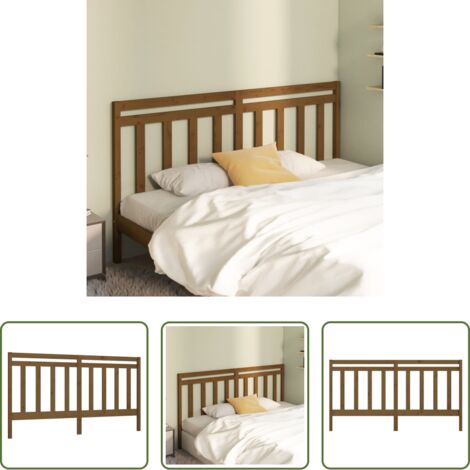 Madera maciza -  Cabecero de cama madera maciza de pino marrón miel 206x4x100 cm