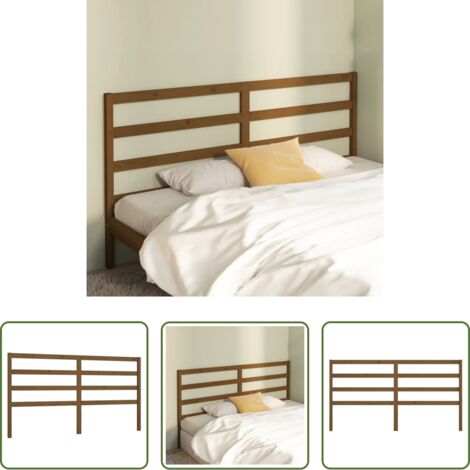 Madera maciza -  Cabecero de cama madera maciza de pino marrón miel 206x4x100 cm
