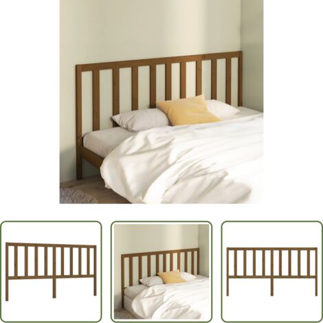 Madera maciza -  Cabecero de cama madera maciza de pino marrón miel 206x4x100 cm