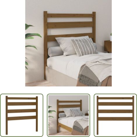 Madera maciza -  Cabecero de cama madera maciza de pino marrón miel 81x4x100 cm