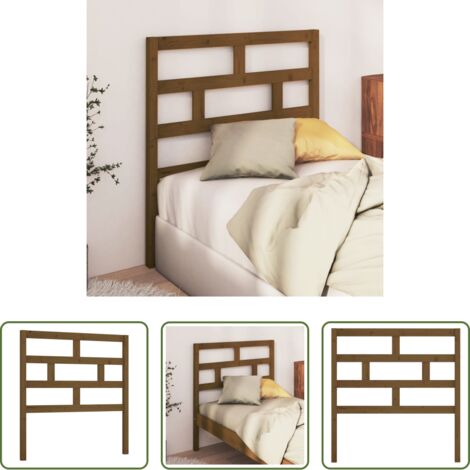Madera maciza -  Cabecero de cama madera maciza de pino marrón miel 96x4x100 cm