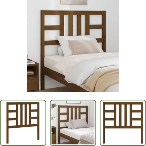 Madera maciza -  Cabecero de cama madera maciza de pino marrón miel 96x4x100 cm
