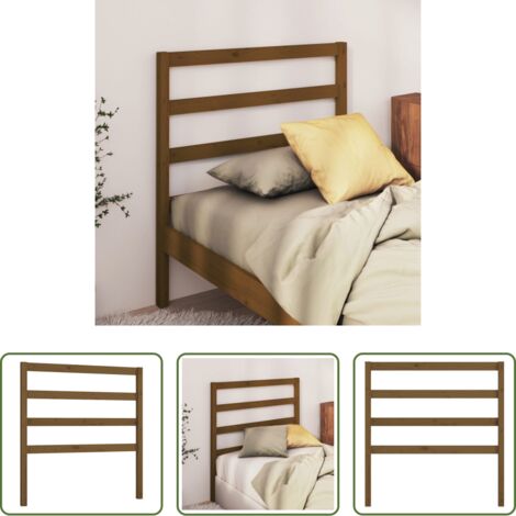 Madera maciza -  Cabecero de cama madera maciza de pino marrón miel 96x4x100 cm