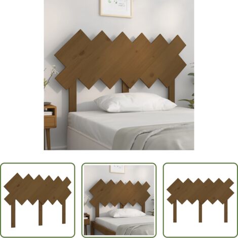 Madera maciza -  Cabecero de cama madera maciza pino marrón miel 122,5x3x80,5 cm