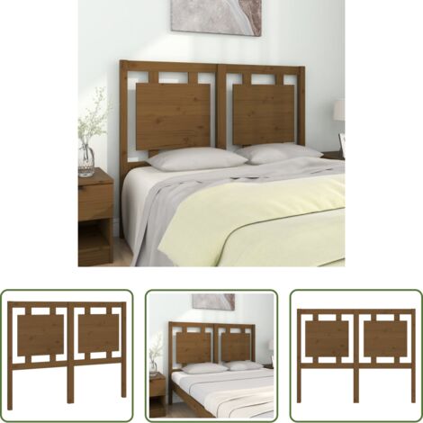 Madera maciza -  Cabecero de cama madera maciza pino marrón miel 125,5x4x100 cm